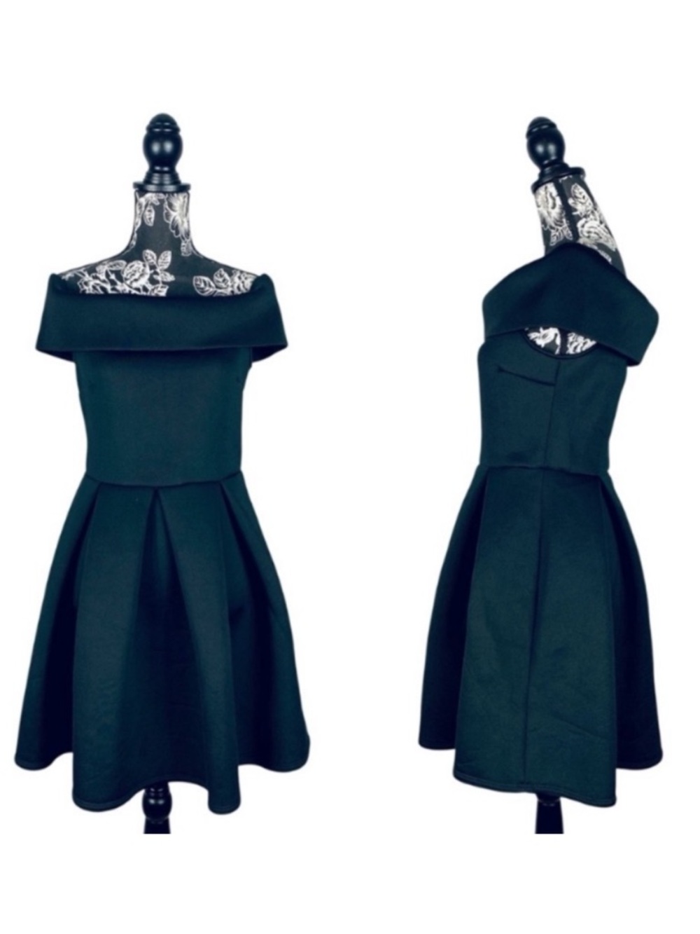 5 for $25 Charlotte Russe black neoprene off shoulder skater dress size large